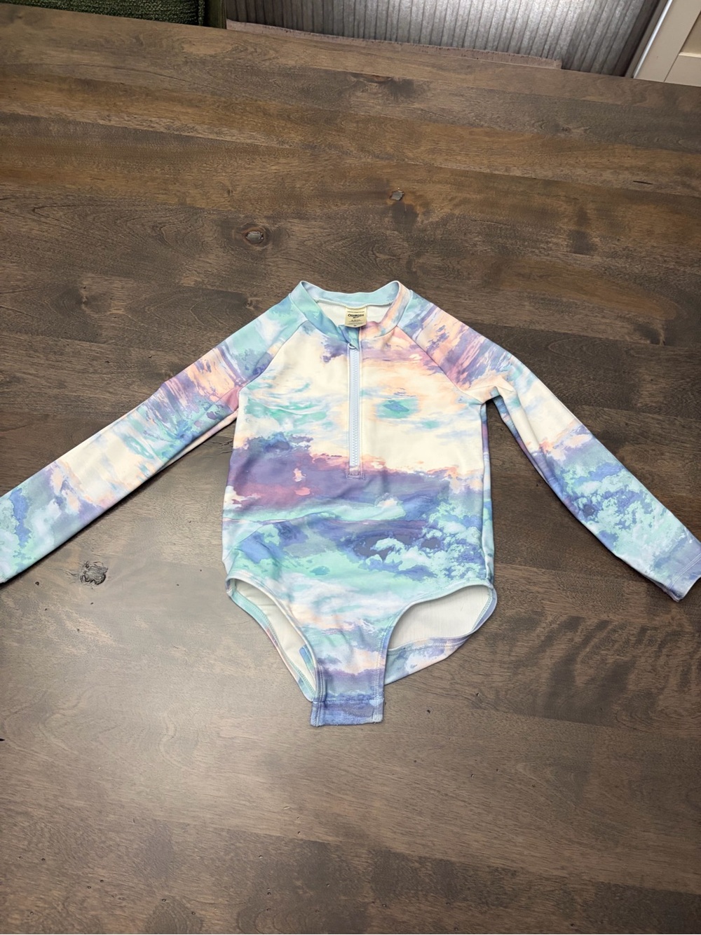 Oshkosh  Long Sleeve One-Piece Swimsuit - Pastel Watercolor